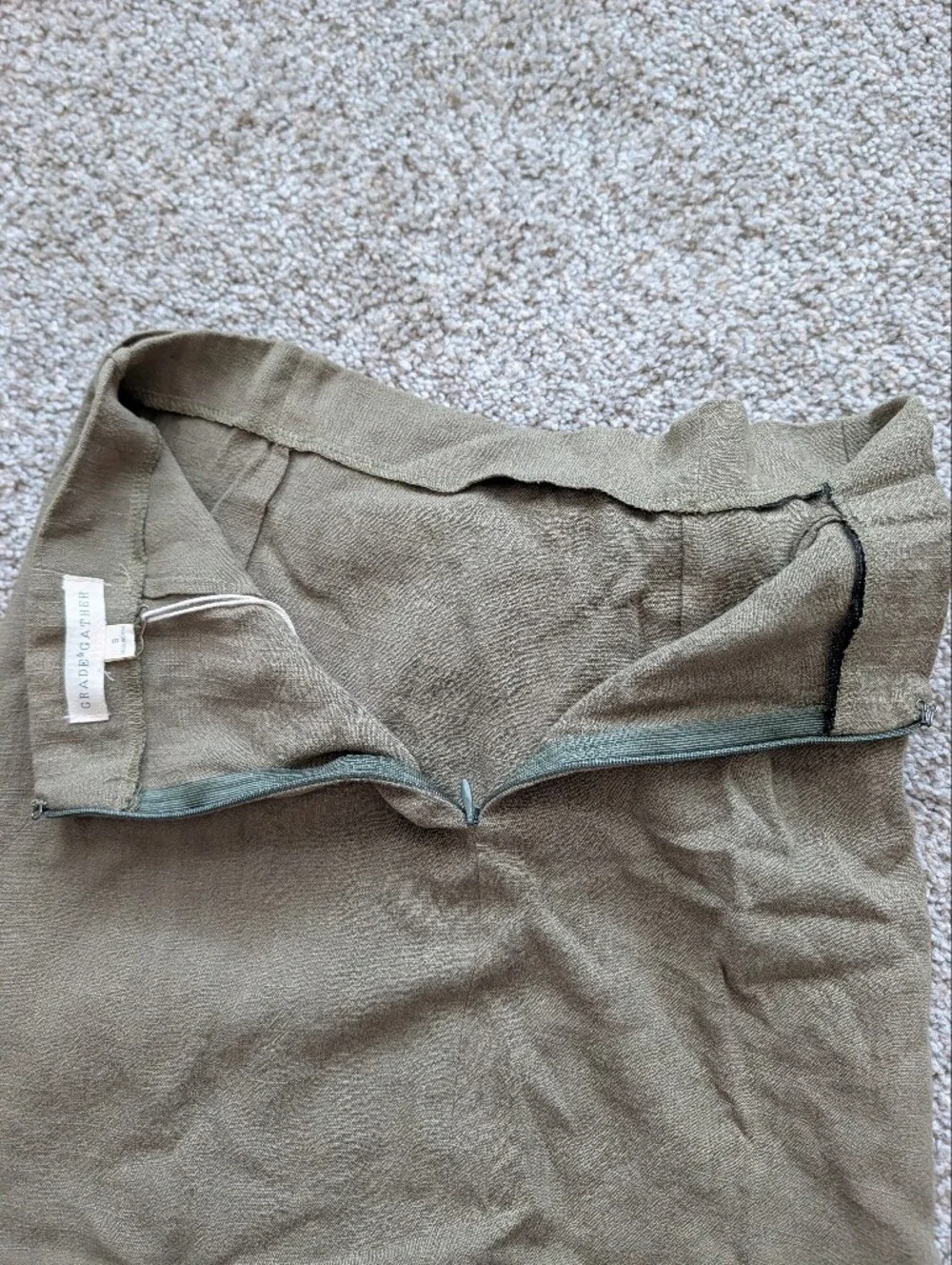 Grade & Gather Womens Olive Green Linen Tie Front Mini Skirt NWT Size Small